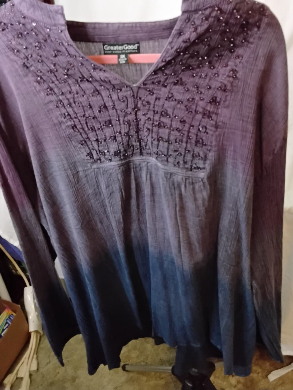 BOGO 1/2  all clothing   Greater Good Beaded/sequined 3X Ombre Long Sleeve X